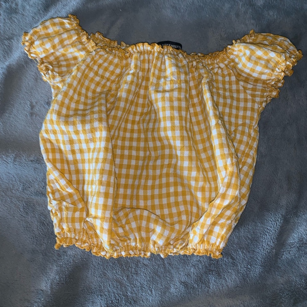 Brandy Melville yellow plaid top